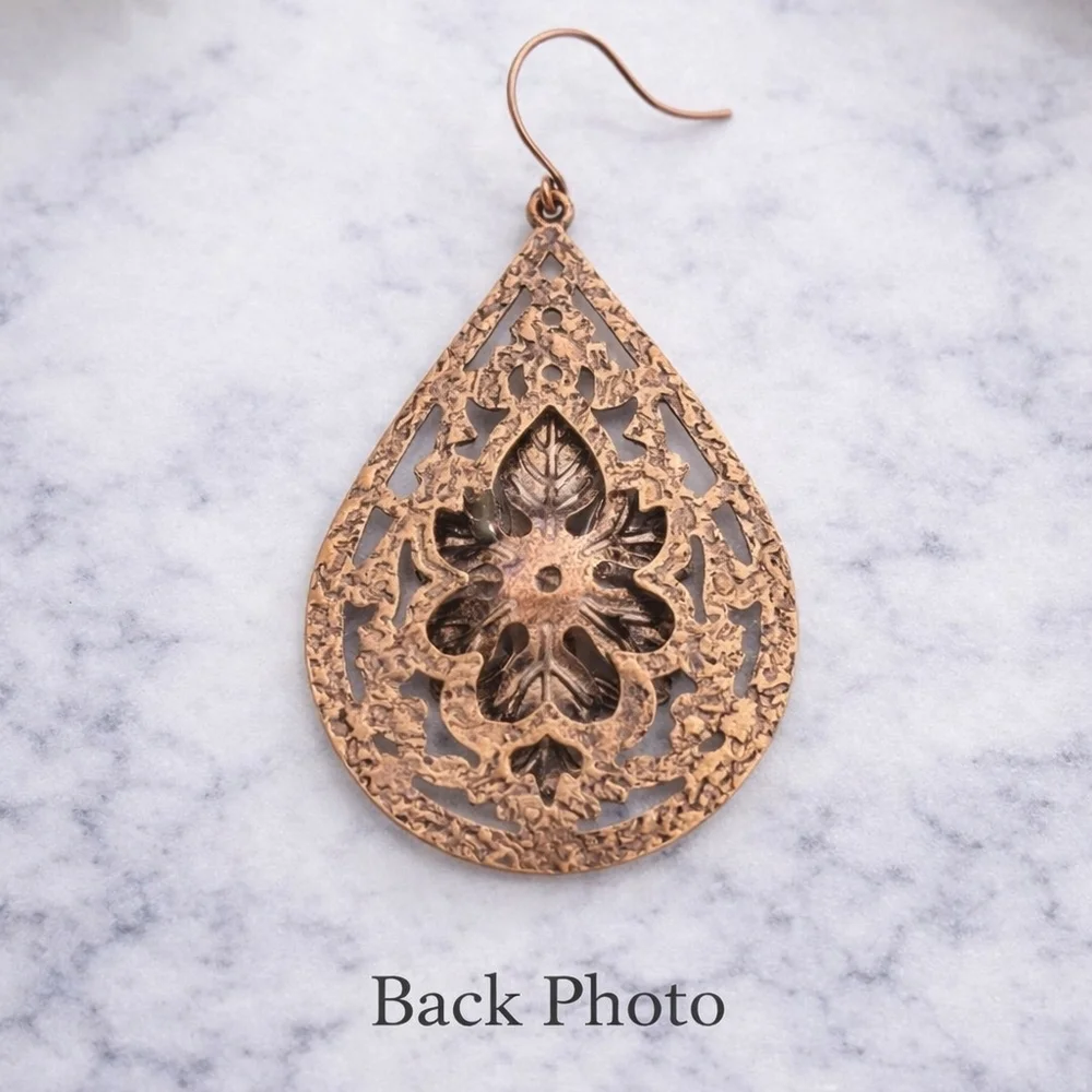 ROSE GOLD AND SILVER Vintage Drop Earrings.